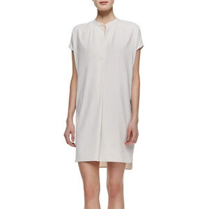 Vince Short Sleeve Popover Shift Dress Beige Size S
